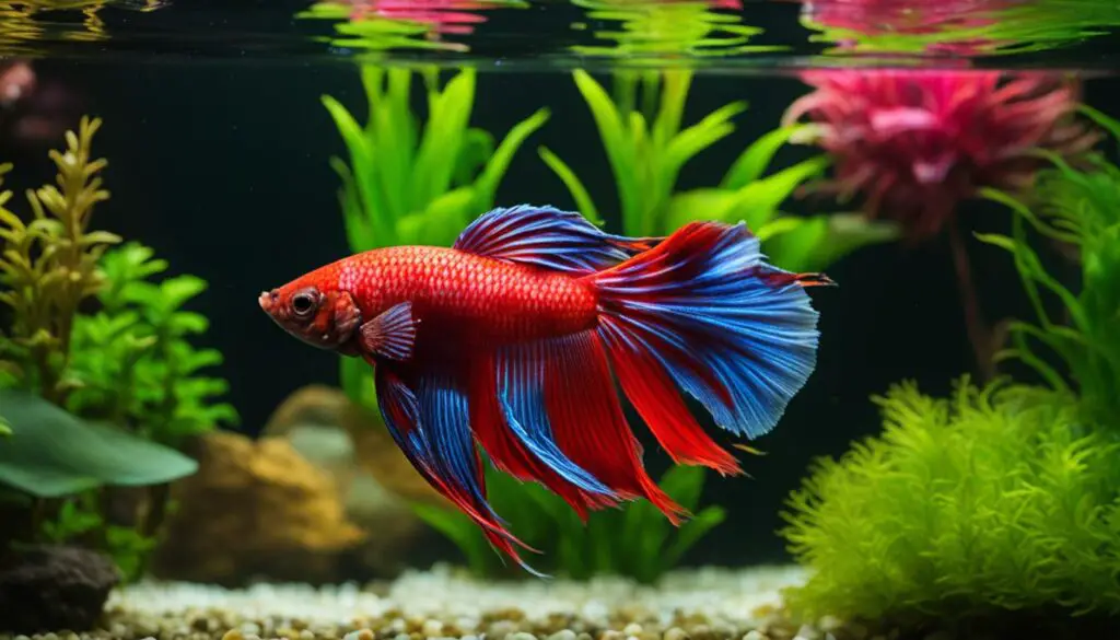betta fish swimming in a clean and healthy tank
