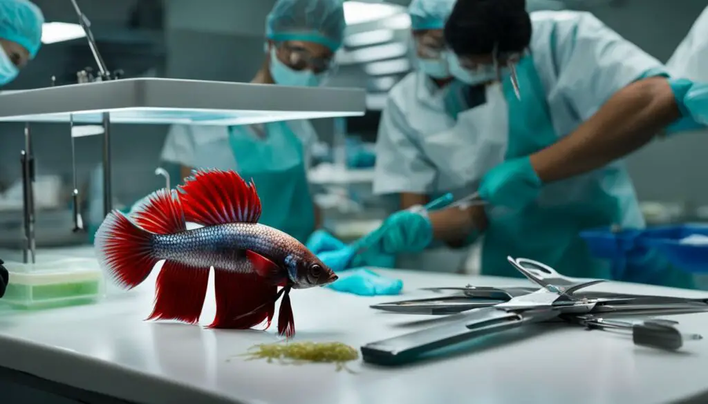 betta fish undergoing surgical intervention