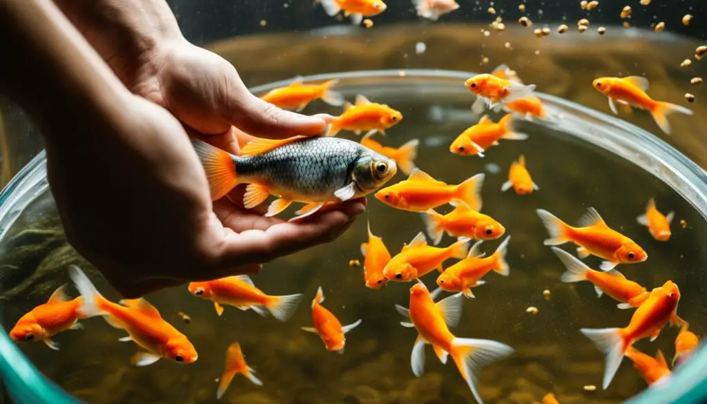 Proper goldfish feeding