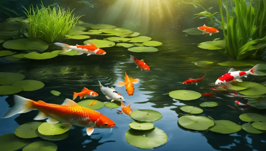 feeding koi and goldfish together