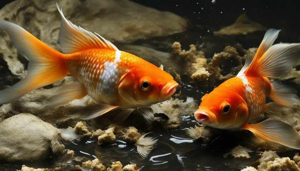 goldfish eating dead fish