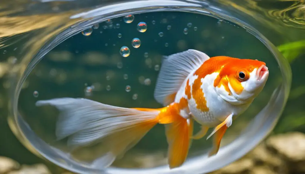 male goldfish constructing a bubble nest