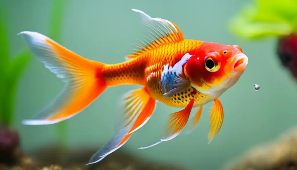 juvenile goldfish eating bloodworms